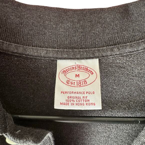 Brooks Brothers Performance Polo Shirt Men's M Gray Long Sleeve Made in HongKong - Picture 2 of 7